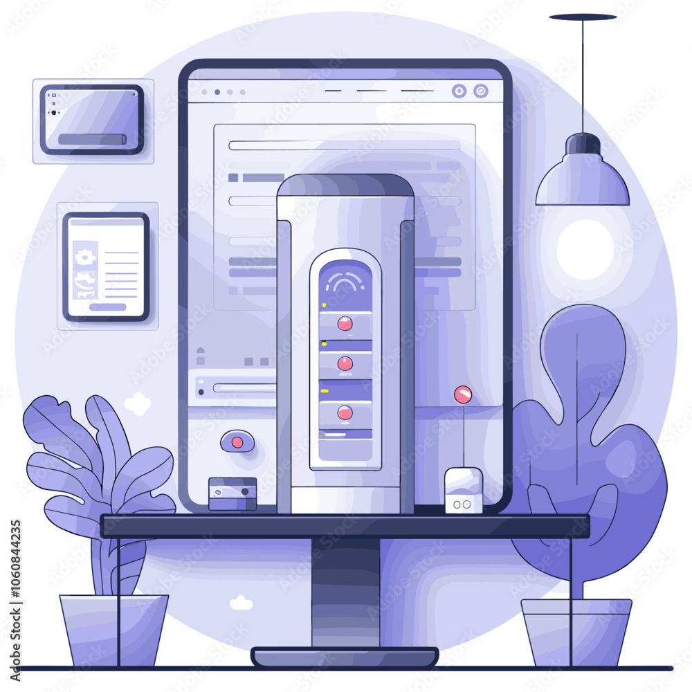 Aufkleber computer monitor displays a picture of a plant with a small white object in the middle. the object i