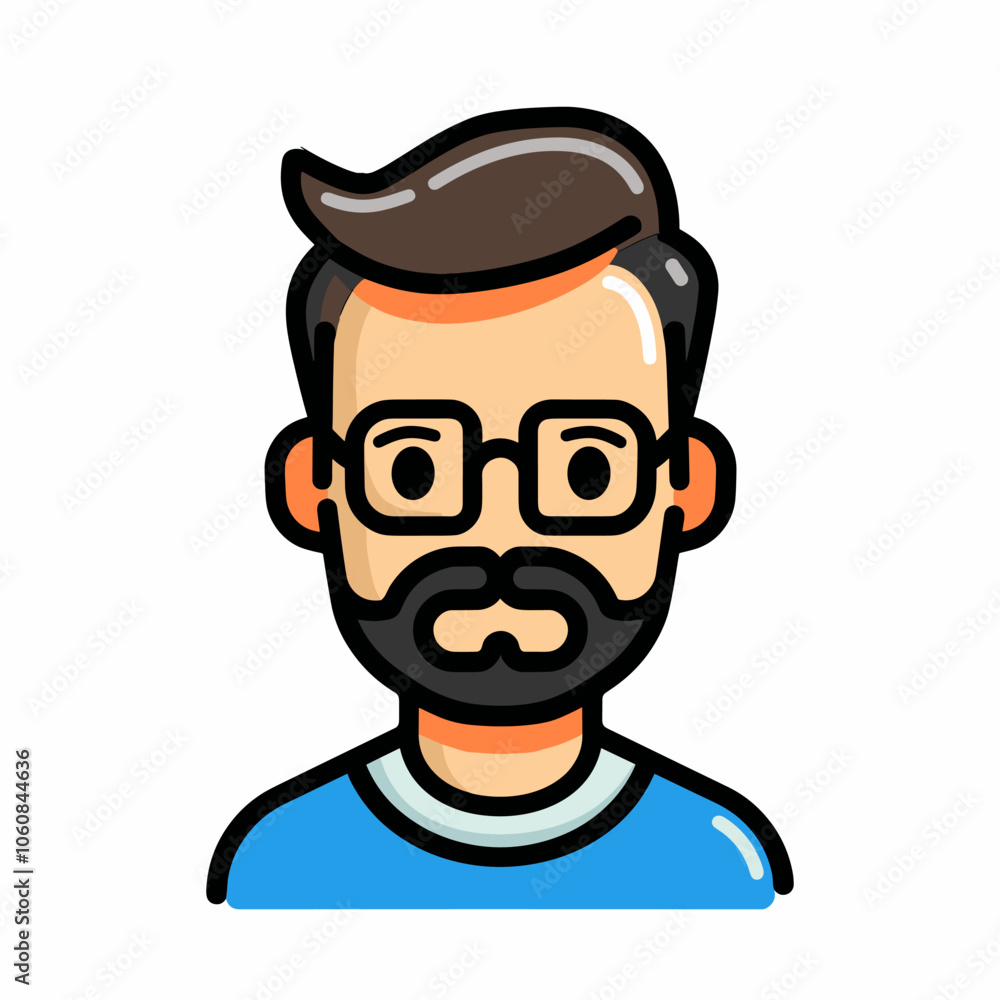 Poster man with glasses is the main focus of the image, he has a serious expression on his face. the image 