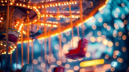 Vintage Night at the Amusement Park. AI generated illustration