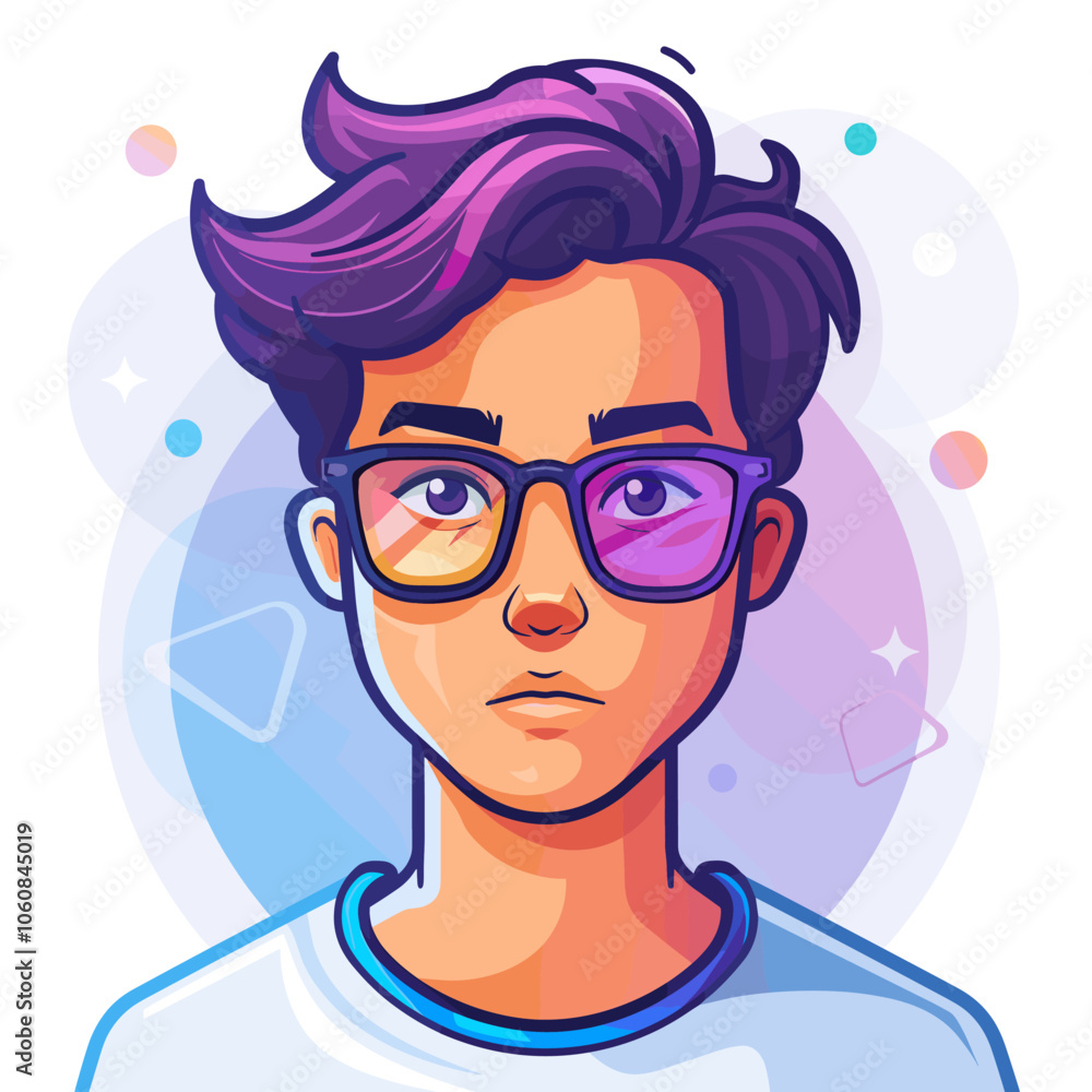 Poster man with glasses is the main focus of the image, he has a serious expression on his face. the image 