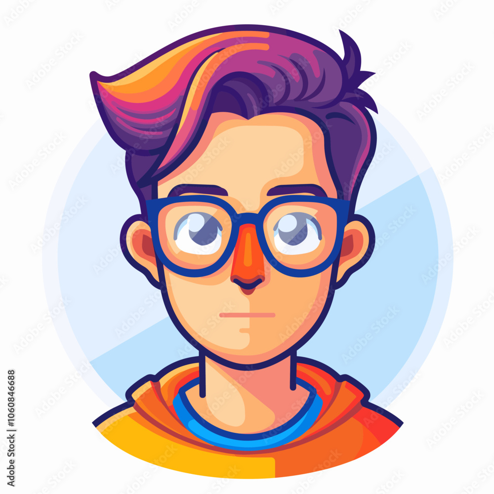 Poster man with glasses is the main focus of the image, he has a serious expression on his face. the image 