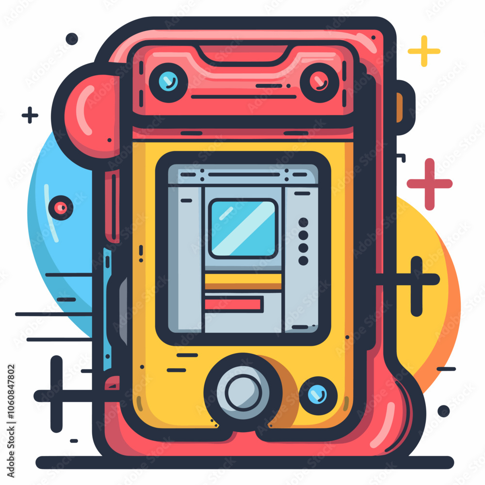Aufkleber red and yellow cell phone with a screen that says 