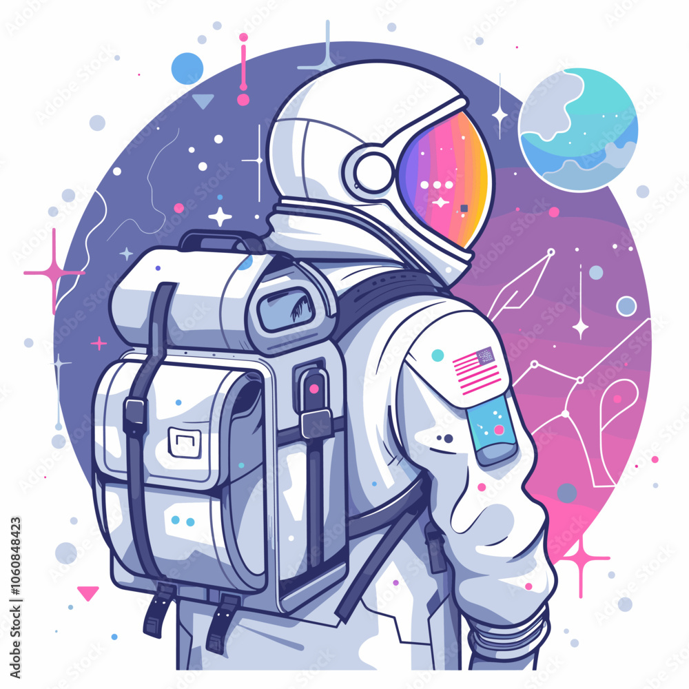 Poster robot with a helmet on a white background. the robot is wearing a white helmet and has a futuristic 