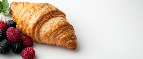 Classic french breakfast with croissant and berries - culinary inspiration for breakfast lovers