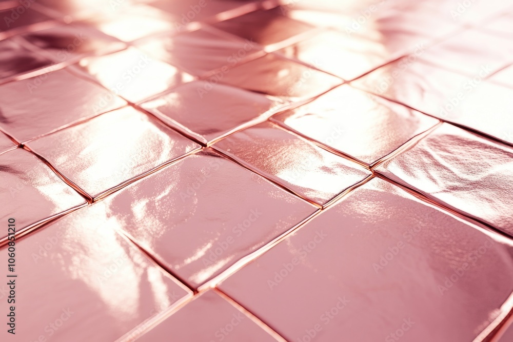 Poster a close-up view of a pink tiled floor with intricate design and pattern
