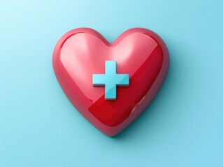 Obraz premium Healthcare emblem with heart and plus sign, symbolizing medical care or first aid