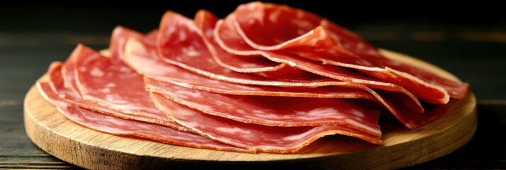 Gourmet charcuterie assortment flat lay featuring thinly sliced meats for culinary inspiration