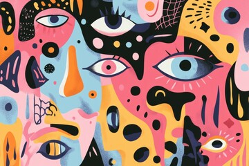 Fototapeta premium Colorful abstract eyes in different shapes and patterns.