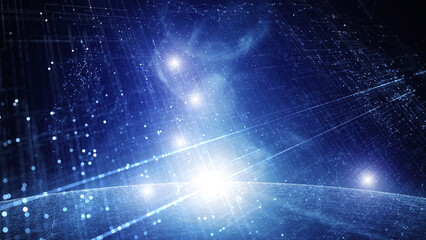 Fototapeta premium Futuristic glowing digital cyberspace technology network illustration.