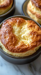 Culinary delight: flat lay presentation of sophisticated souffl&eacute; au fromage