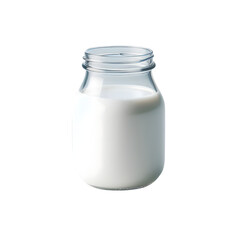 Open single milk glass jar isolated on transparent background