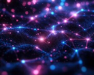 Exploring futuristic technology with vibrant blue and purple digital patterns. Generative AI