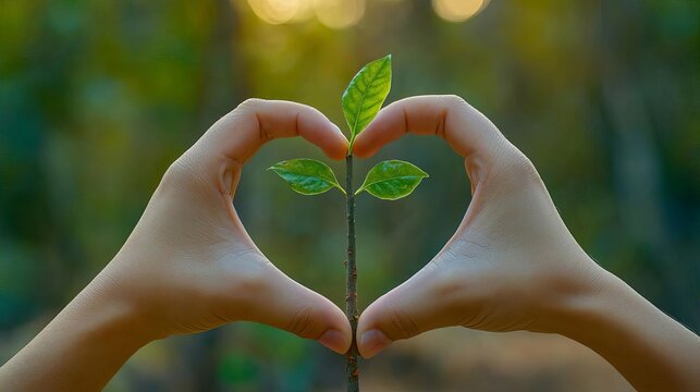 International Volunteer Day Hands forming a heart shape around a sapling, symbolizing care for the environment and volunteer work
