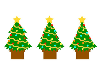 シンプルなクリスマスツリーセット：金モール＆カラフルオーナメント