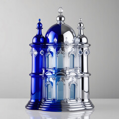 Ornate Glass Sculpture of a Grand Palace with Stunning Gradient Finish, Luxurious Design,...