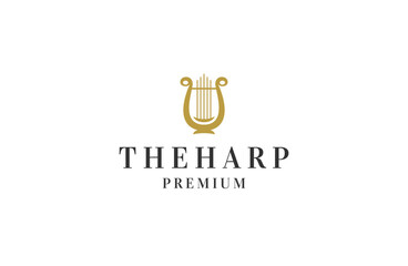 Harp logo icon design template flat vector