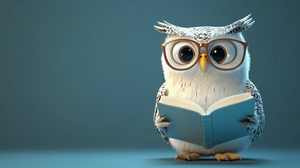 Obraz premium Wise Owl Reading a Book