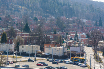 Obraz premium Zlin, Czech republic - March 12, 2022. Unique architecture of Bata houses