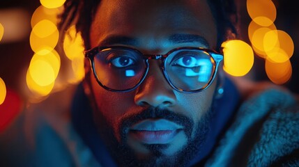 focused man diligently installing software updates on his device showcasing the importance of tech maintenance with elements suggesting modern technology and enhanced functionality