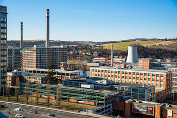 Zlin, Czech republic - March 12, 2022. Panorama of winter city