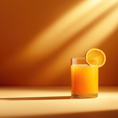 Refreshing Cold Pressed Orange Juice in Glass
