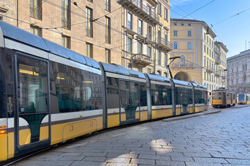 tram di milano, italy, 1 novembre 2024, street car of milan, italy, 1st novembre 2024