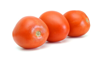Plum tomatoes on white background