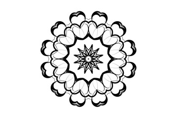 Detailed mandala illustration with star core and floral-inspired paisley border
