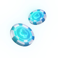 3d icon casino chip with baccarat clubs symbol on it