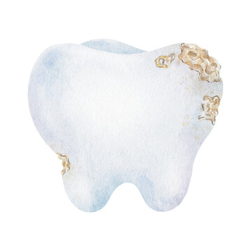 watercolor tooth decay, white background clip art preview