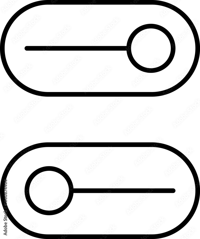 Aufkleber set of toggle icons. toggle switch line icon. switch on and off slider. switch button icon for devic