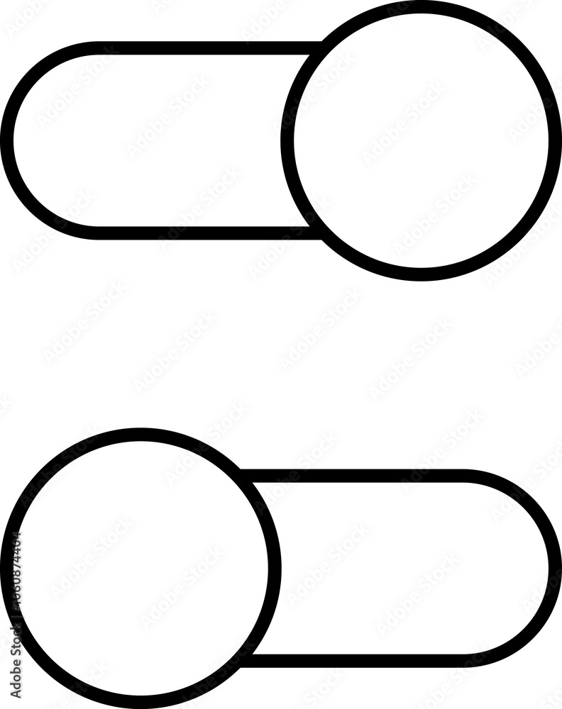 Aufkleber set of toggle icons. toggle switch line icon. switch on and off slider. switch button icon for devic