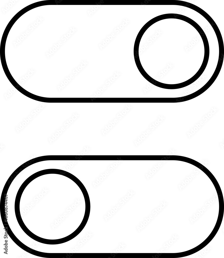 Aufkleber set of toggle icons. toggle switch line icon. switch on and off slider. switch button icon for devic
