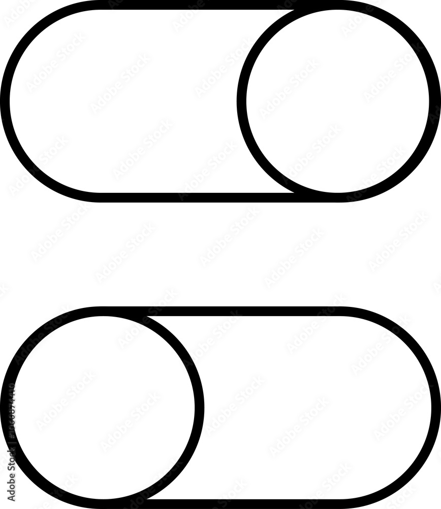 Aufkleber set of toggle icons. toggle switch line icon. switch on and off slider. switch button icon for devic