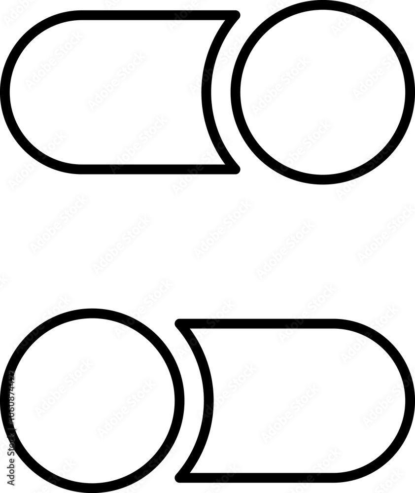 Aufkleber set of toggle icons. toggle switch line icon. switch on and off slider. switch button icon for devic