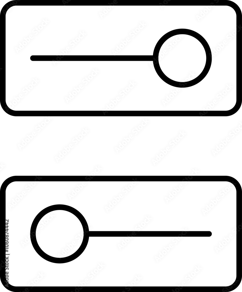 Aufkleber set of toggle icons. toggle switch line icon. switch on and off slider. switch button icon for devic