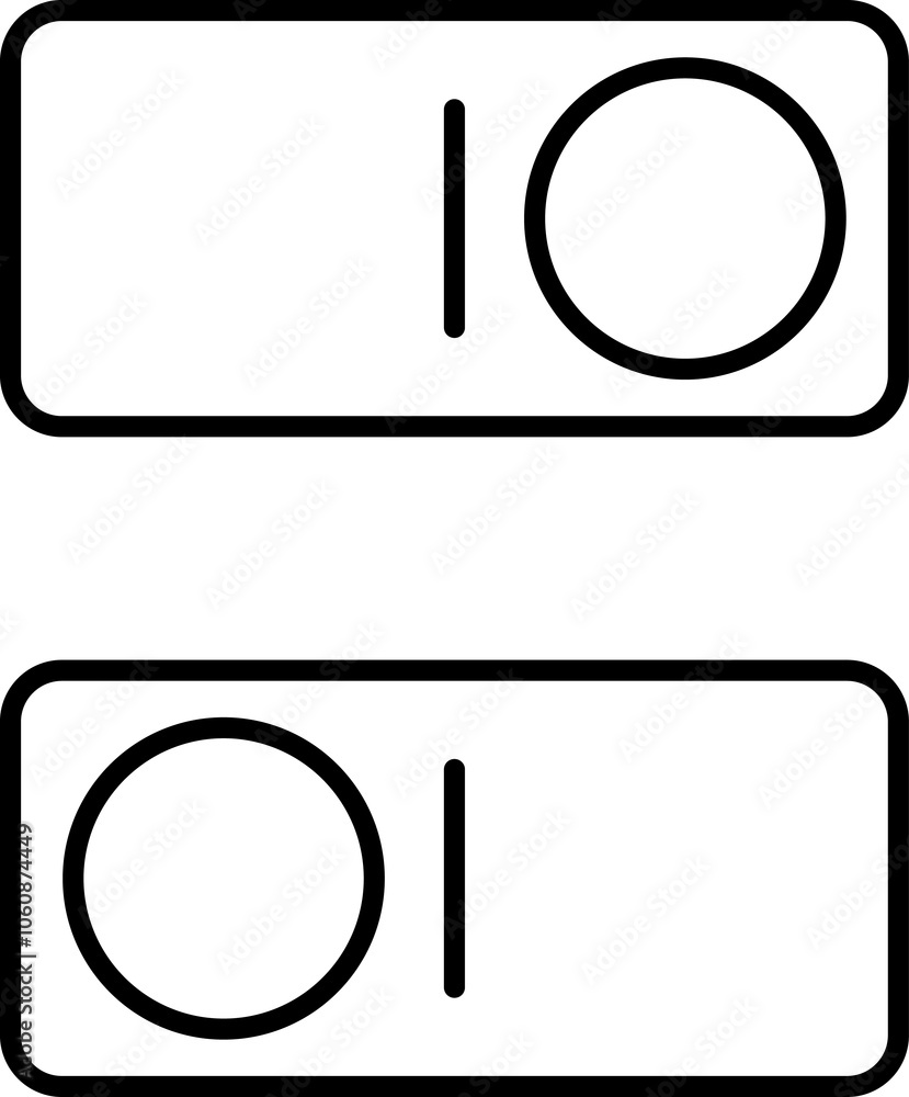 Aufkleber set of toggle icons. toggle switch line icon. switch on and off slider. switch button icon for devic