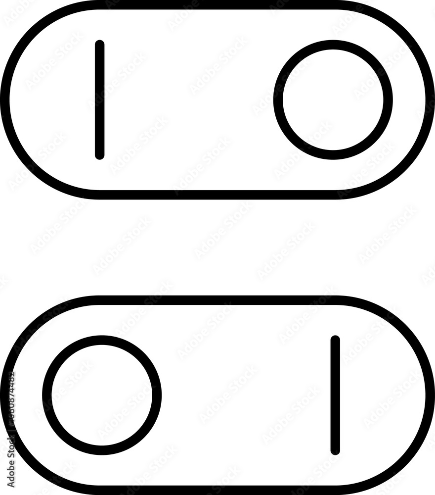 Aufkleber set of toggle icons. toggle switch line icon. switch on and off slider. switch button icon for devic