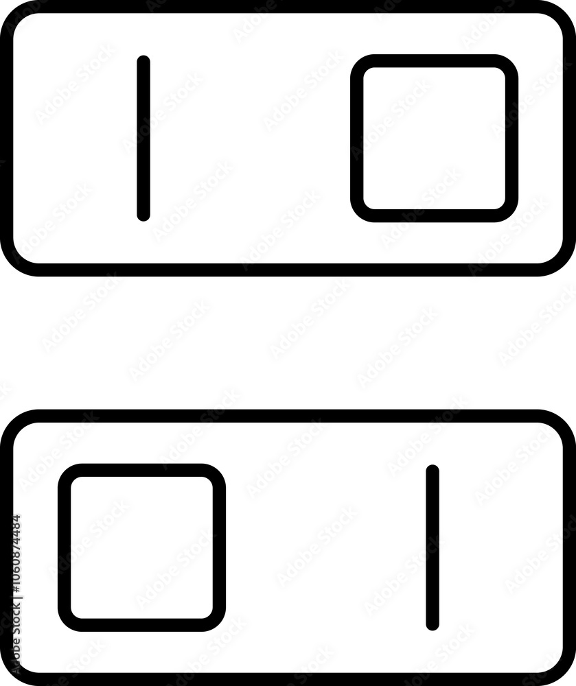 Aufkleber set of toggle icons. toggle switch line icon. switch on and off slider. switch button icon for devic