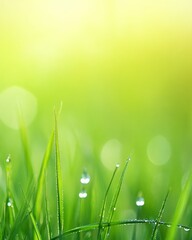 Fototapeta premium Morning Dew on Single Grass Blade