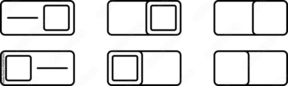 Aufkleber set of toggle icons. toggle switch line icon. switch on and off slider. switch button icon for devic