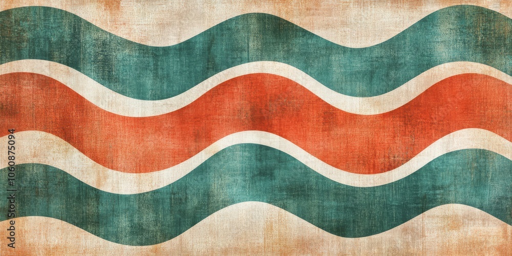 Poster this retroinspired abstract design features vibrant wave patterns in blue, orange, and beige, ideal 