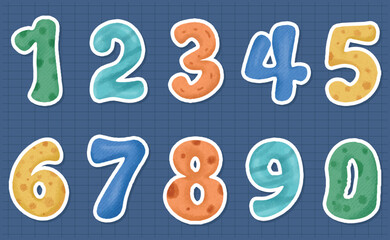 adorable number set watercolor vector