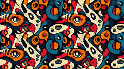 Naklejka premium Weird abstract pattern featuring vibrant colors and intricate shapes decorative background design for modern art projects
