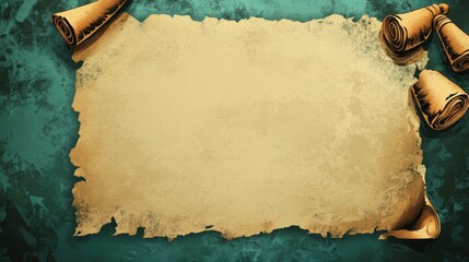 Vintage Parchment Paper Background with Scroll Rolls