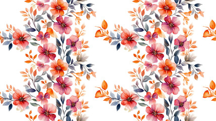 Seamless pattern of abstract vintage floral watercolors in a decorative wreath ideal for wedding invitations and birthday cards seasonal arrangements