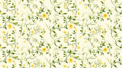 Obraz premium Floral seamless pattern featuring nature inspired scroll designs in delicate watercolor ideal for fabric or wallpaper design
