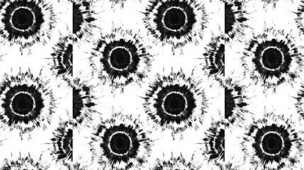 Seamless monochrome tie dye pattern with black and white ethnic designs perfect for fabric and wallpaper applications