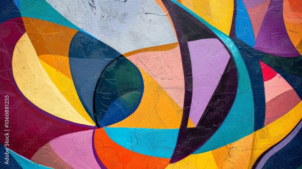 Aufkleber the vibrant and abstract forms of a mural are brought to life in this closeup shot showcasing the ar