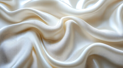 Obraz premium Luxurious Draped White Silk Fabric with Smooth Waves and Soft Highlights Creating a Fluid and Elegant Texture in a Minimalist Abstract Composition